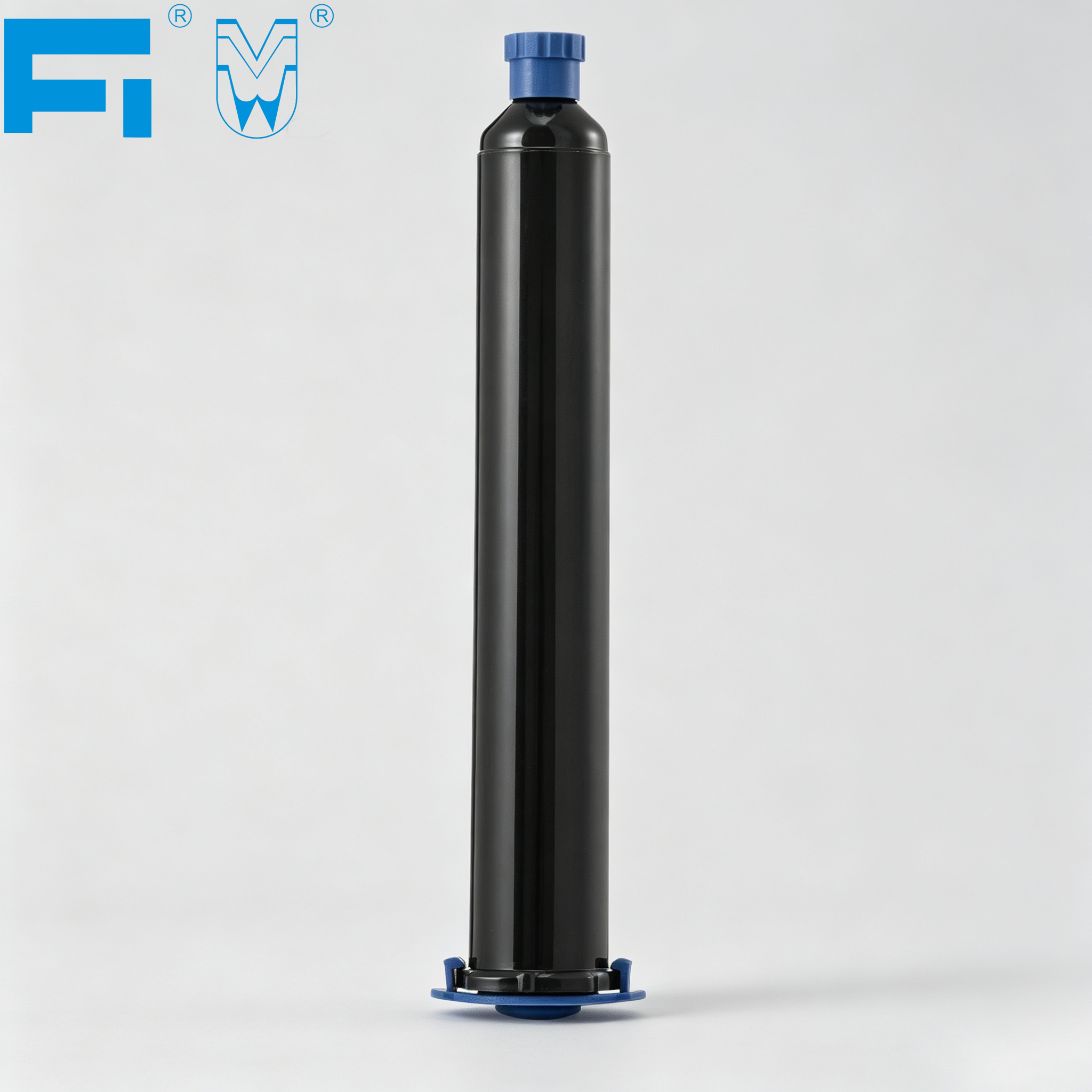 Cartouche de baril de seringue de distribution pneumatique en plastique noir à usage industriel de 50 ml pour emballage de mastic et d'adhésif